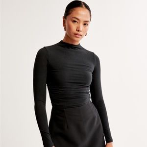 Abercrombie & Fitch Long-Sleeve Cotton-Blend Seamless Mockneck Top